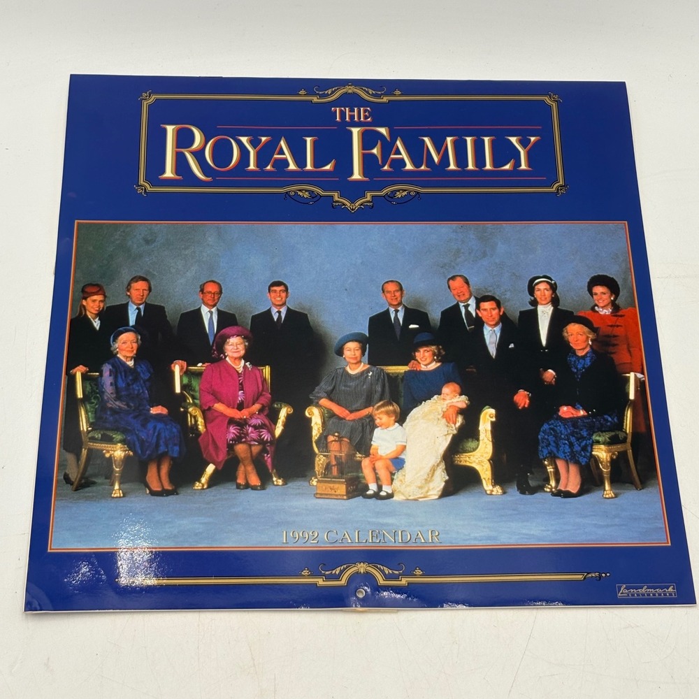 VTG 1992 The Royal Family Wall Calendar Landmark Queen Elizabeth Diana Charles